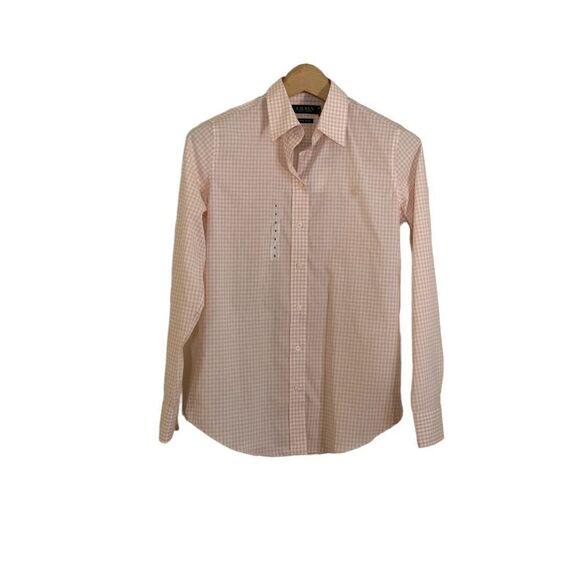 Lauren Ralph Lauren Gingham Cotton Dress Shirt Non-Iron Button-Up Long Sleeve Pi - Picture 1 of 6